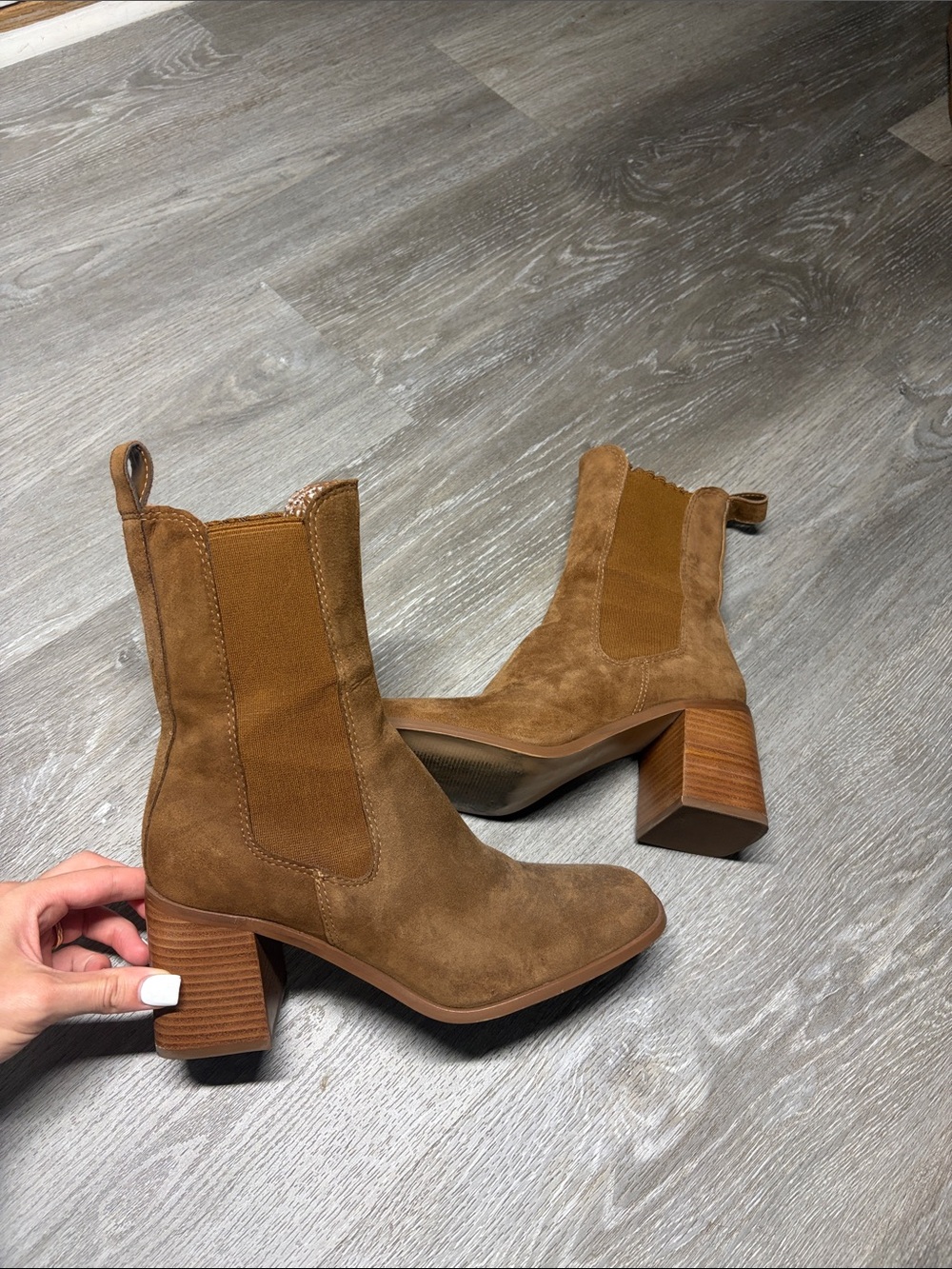 Steve Madden Suede Mid-Calf Block Heel Chelsea Boots - Brown